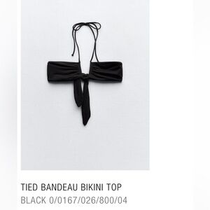 Zara Black Tied Bandeau Bikini Top
